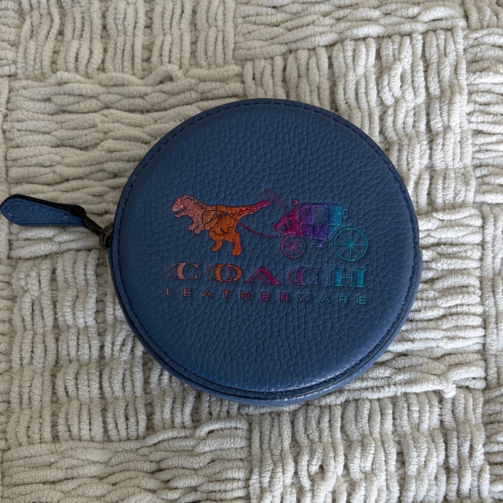Coach Rexy blue Leather Round coin purse